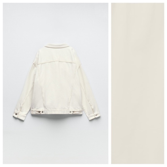 NWT. Zara Ecru Denim Oversized Collared Jacket. Size M-L. - Picture 8 of 11